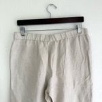 J Jill Womens Pants Flax Embroidered Hem Cropped Linen Blend Pull On Size Small Tan Photo 3