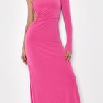 Lulus NWT  Sweet Flirt Pink Long Sleeve One- Shoulder Maxi Dress Size Large Photo 0