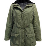 Roxy Vintage  Green Long Sleeve Zip/Snap Up Jacket Size S Flannel Lined‎ Hood Photo 0