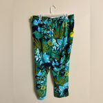 Talbots  Pants Womens Size 1X Blue Green Floral Drawstring Waist Pull On Tropical Photo 2