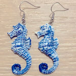 Blue Marble Seahorse Drop Earrings Photo 0
