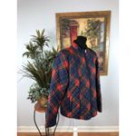 kim rogers Women Size L Quilted Puffer Jacket plaid Full Zipper Front Crew Neck Photo 1