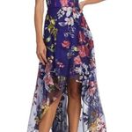 Marchesa Notte Asymmetric Floral Embroidered Gown Dress Hi Photo 11