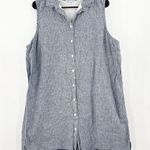 BeachLunchLounge  Shirt Dress Extra Large Blue Pinstripe Linen Cotton Sleeveless Photo 0