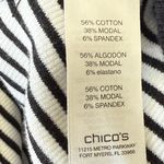 Chico's Chico’s Tunic Top Zip Black White Striped Stretch Modern Preppy Casual Career Photo 13