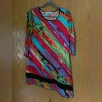 Peter Nygard Nygard Asymmetrical Multicolor Tunic Mesh 3/4 sleeve Tunic S Photo 1