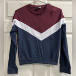 H&M  Divided Womens Color Block Maroon Blue White Sweatshirt -  Size XS - VGUC Photo 0