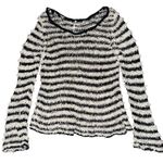 Free People  Sweater Downy Stripe Pullover Bell Sleeve Ivory Combo Size Medium Photo 4