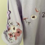 Purple cherry blossom embroidered tee with ribbon details Korean fashion White Size M Photo 1