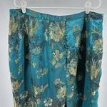 Newport News Teal above the knee lined silky pencil Skirt Gold Floral Design 20W Photo 2