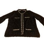 White House | Black Market  BLACK W/METALLIC SILVER STRANDS BEADED CARDIGAN (XL) Photo 8