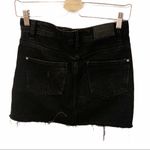ZARA  Size‎ XS Black Raw Hem Denim Jean Mini Skirt Photo 3