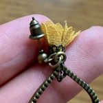 Boho Yellow Floral Oval Frame Dangle Earrings Brown Photo 5