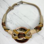 Vintage Rope Hammered Metal Belt Small (S) Boho Braided Artisan Statement 🌾 Brown Photo 1