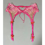 For Love & Lemons  Pink Orange Floral Lace Bows Garter Belt Lingerie Size S 🍋✨ Photo 3