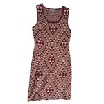 Stilettos Stiletto medium sleeveless Bodycon maroon & beige Aztec Diamond Print mini Dress Photo 3