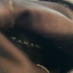 Tahari Greyson gray suede and black stretch color block knee high platform boots Photo 12