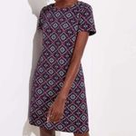 Loft NWT  jacquard mod quilted shift dress burgundy & navy Photo 7