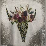 Tan Bleached Cheetah Print Graphic Short Sleeve Shirt size small Photo 2