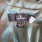 Lulus  Exceptional Drama Sage Green Satin Lace-Up Pleated Maxi Dress Photo 3