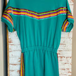 QUEEN OF SPARKLES Teal Mini Dress with Rainbow Stripes Green Size XS Photo 0