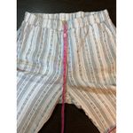 Cut Loose Striped Linen Blend Cropped Wide Leg Pants Womens Small Coastal Casual White Photo 7