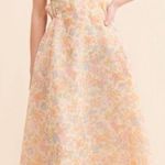 Selkie Puffy Pinafore Floral Dress in Cream Yellow Size M Photo 0