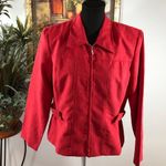 Positive Attitude Women M Red Jacket Full Zipper Front Long Sleeve Faux Suede Size M Photo 0