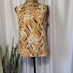Nine West  Sleeveless‎ Career Blouse Siz S Orange White Abstract Print Office Top Photo 3