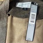 Tahari ASL faux leather blazer draped shawl jacket size‎ 2 Brown Photo 3