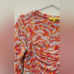 Circus NY Women’s small Dusk Blue Electric Zebra Ruched Long Sleeve Top 1728 Photo 2