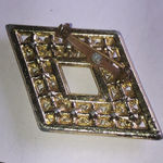 Vintage AB Rhinestone Geometric Brooch Silver Photo 4