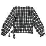 MELLODAY Long Sleeve Blouse Black Gingham Print Tops Size Medium Photo 1