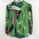 Anthropologie The Odells Kelly Green Peasant Blouse Geometric Print Size Small Photo 4