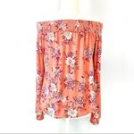 Ultra Flirt NEW Coral Floral Off Shoulder Peasant Sleeve Blouse Top Size M Photo 3