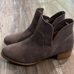 Seychelles  Score Ankle Bootie Soft Gray Suede Zip Almond Toe Block Heel Photo 1