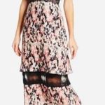Foxiedox  Jasmine Floral Pleated Lace Trim Midi Dress Size S Photo 0