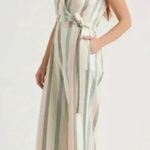 Lucky Brand Daisy striped jumpsuit waist tie wide leg size XS NWT Photo 4
