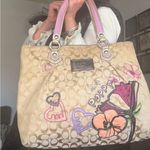 Coach Authentic 1941 Poppy Beige & Purple floral signature appliqué zip top Tote Photo 11