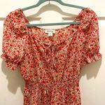 Monteau  Coral Floral Smocked Mini Dress Photo 2