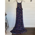 French Grey Halter‎ Crochet‑trim Blue Pink floral Maxi Dress L Photo 10