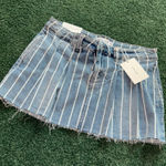 Blue and white striped denim mini skirt #miniskirt Size M Photo 0