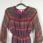 Diane Von Furstenberg  Parry 100% Silk Mini Dress Size 0 Red Chevron Boho Print Photo 4