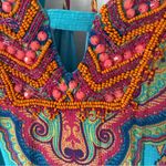 Hale Bob  Turquoise Blue Long Beaded Front Dress size medium Photo 7