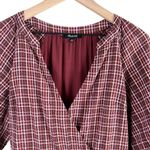 Madewell Seersucker Wrap Mini Dress in Dark Merlot Plaid Print Burgundy Red, XS Photo 2