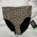 Coco reef  Animal Print/Black Reversible Fold Over High Waist Bikini Bottom L New Photo 2