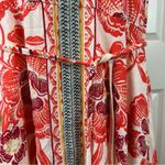 Lola P. Asymmetrical Boho Midi Dress Orange Floral Handkerchief Hem Photo 4