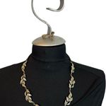 Golden leaves golden tone and rhinestone necklace Gold Photo 0