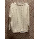 Adrianna Papell Sweatshirt Sweater Pattern 1X Women's White Top Crewneck Long Photo 3