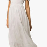 Roxy  Lovers Marshmallow Dress Large Smocked Off the Shoulder Maxi Ruffled Lace Photo 0